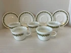 VTG Pyrex Spring Blossom Crazy Daisy 5 Coffee Tea Cups & 4 Corelle Saucers