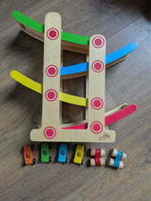 Sainsbury's Click Clack Cars With 6 Cars Wooden Toy Wood Ramp
