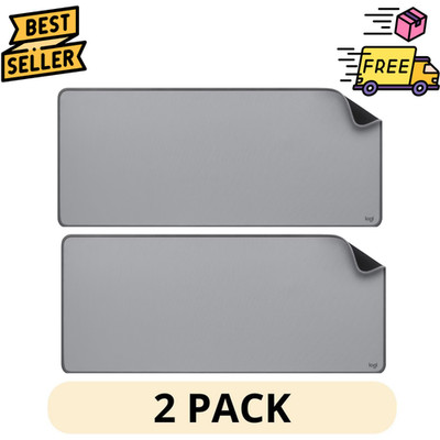 2Pack Logitech Desk Mat Desktop Mid Gray Large Keyboard Mouse Pad Surface