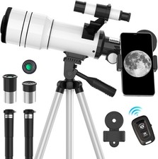 70mm Refractor Telescope for Beginners   Moon  Planets, Easy Setup, Portable