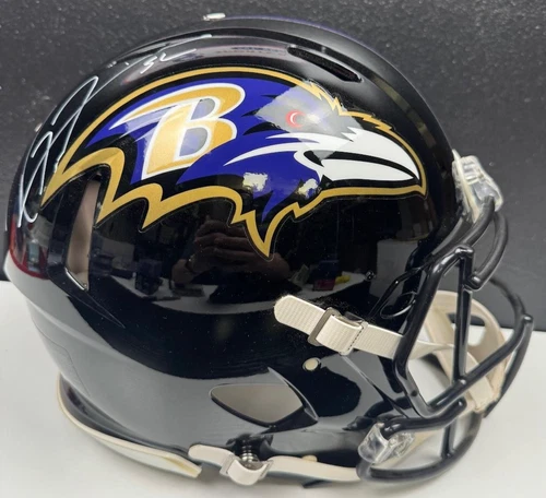 RAY LEWIS SIGNED AUTO FULL SIZE AUTHENTIC BALTIMORE RAVENS HELMET BAS/BECKETT