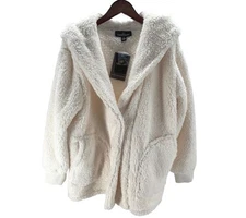 Cuddl Duds Double Faced Cozy Sherpa Hooded Wrap Coatigan Ivory