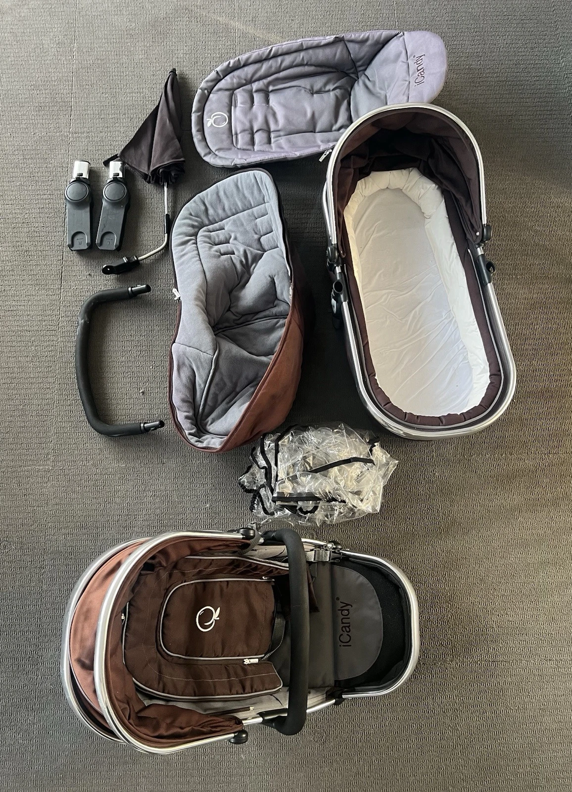 Icandy Pushchair And Pram Seat Unit And I Andy Carry Cot With Extra accessories