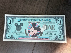 Vintage 1990 Disney Dollars $1 One Dollar Walt Disney World Disneyland