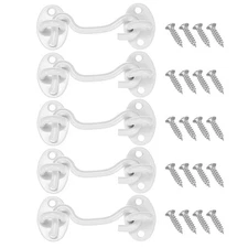 5-Pack Hook and Eye Latch for Door 3 Inch Stainless Steel Door Lock [White]