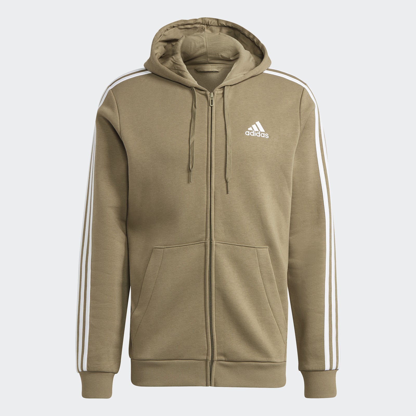 adidas men Essentials Fleece 3-Stripes Full-Zip Hoodie