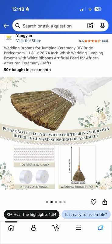 Wedding Brooms for Jumping Ceremony DIY Bride Bridegroom 11.81 x 28.74 Inch