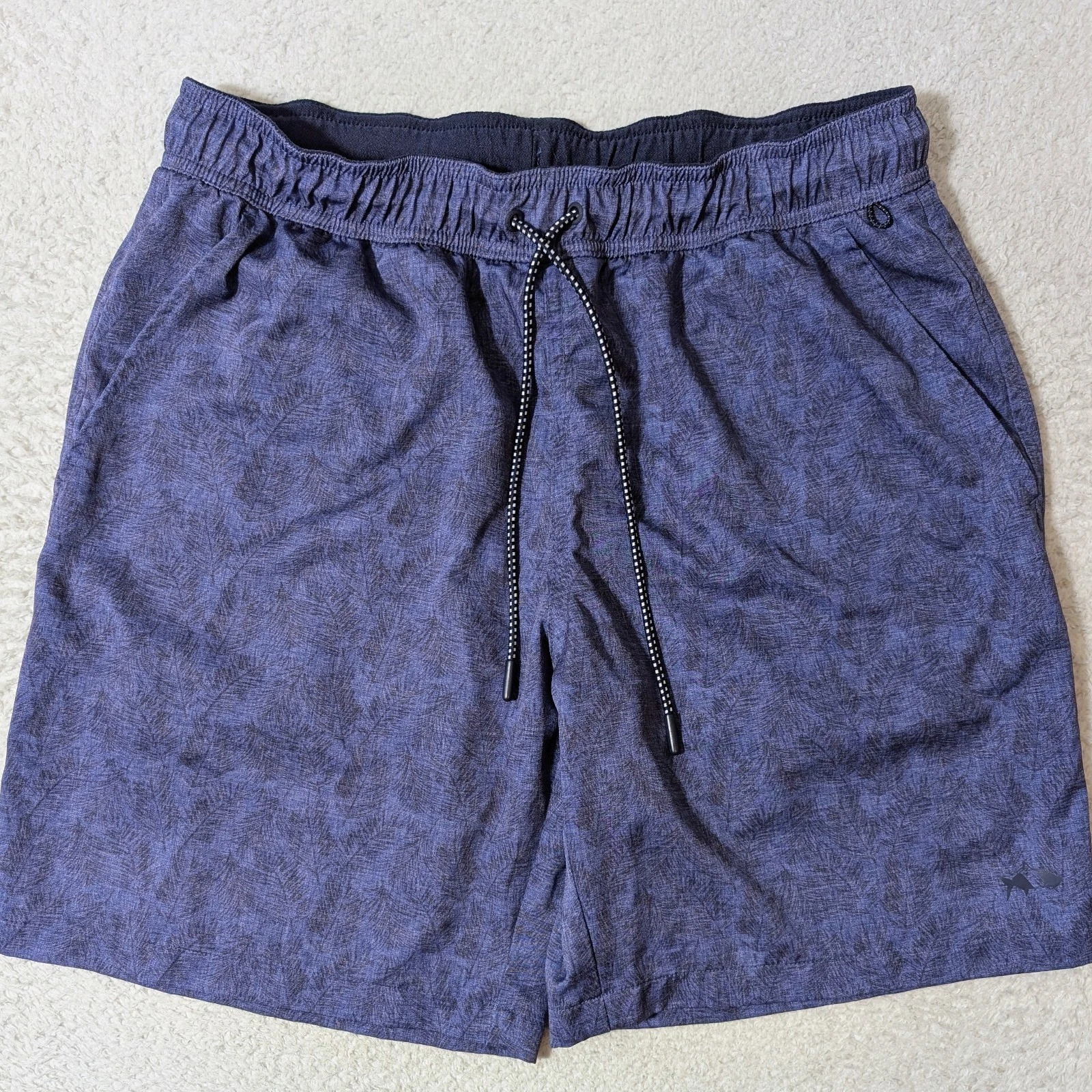 Fish Hippie Shaker Shorts Men’s Large 30x8" Lined Palms Blue Athleisure Beach