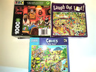 Lot Of 3 Fun Cartoon  1000 Pc Puzzles & ( Linda Pickens Big Game ) — photo 1