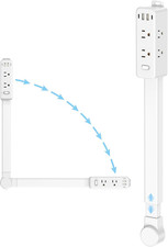 Outlet Extender Stick, Power Strip with 6 Outlets 4 USB Ports, Extends 22"-34"