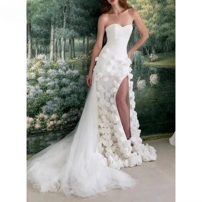 3D Flowers Occasion Dress Formal Evening Dresses Elegant Luxury Fish Tail Prom