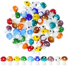 50pcs Glass Mushroom Lampwork Beads Charms for Jewelry Making Necklace Bracelet
