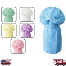 10Pk Disposable Isolation Gowns Tieback Knit Cuff 25gsm Fluid Resistant One Size