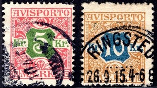 DENMARK: 1907 Newspaper Stamps Sg N139 140 Used Examples Cat £95