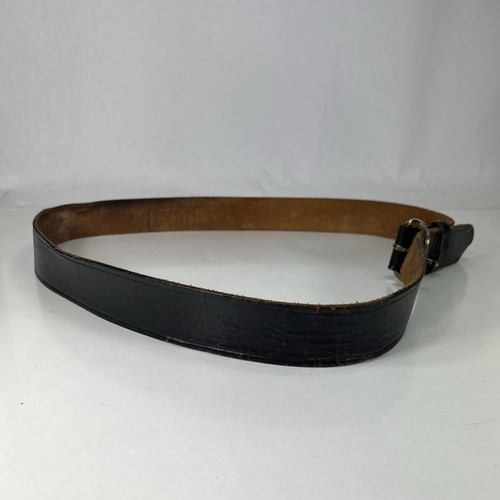 Cinturón de trabajo de cuero negro ancho vintage muy usado - para hombre talla 46 - Imagen 5 de 8