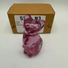 Fenton Glass Rose Pink Kitten Cat Miniature Figurine USA With Box
