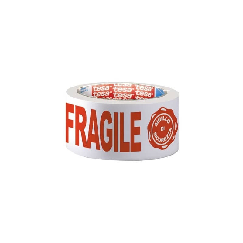 Nastro stampato trasparente Tesa con scritta ''Fragile+Sigillo di sicurezza'' -