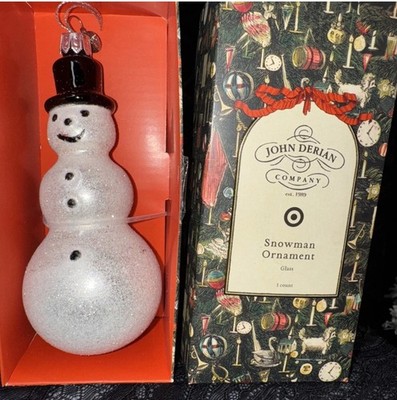 JOHN DERIAN for Target Glittered Snowman   Glass Christmas Tree Ornament 2025