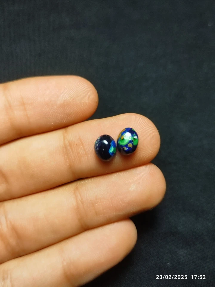 Azurite Malachite Oval Cabochon 8x6mm Deep Blue-Green for Jewelry - Image 4 of 4