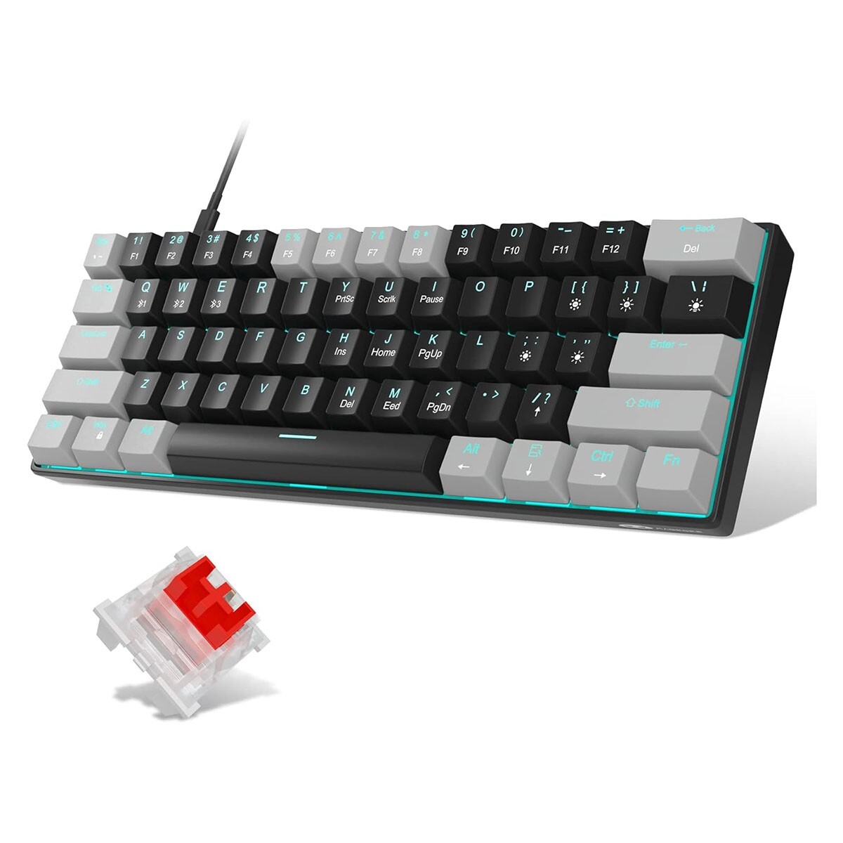 MageGee 60% Mechanical Keyboard, Gaming Keyboard with Blue Switches and Sea Blue-image
