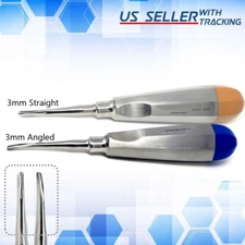 GERMAN STAINLESS DENTAL LUXATING ELEVATORS STR + CRV 3mm  ATRAUMATIC EXTRACTION
