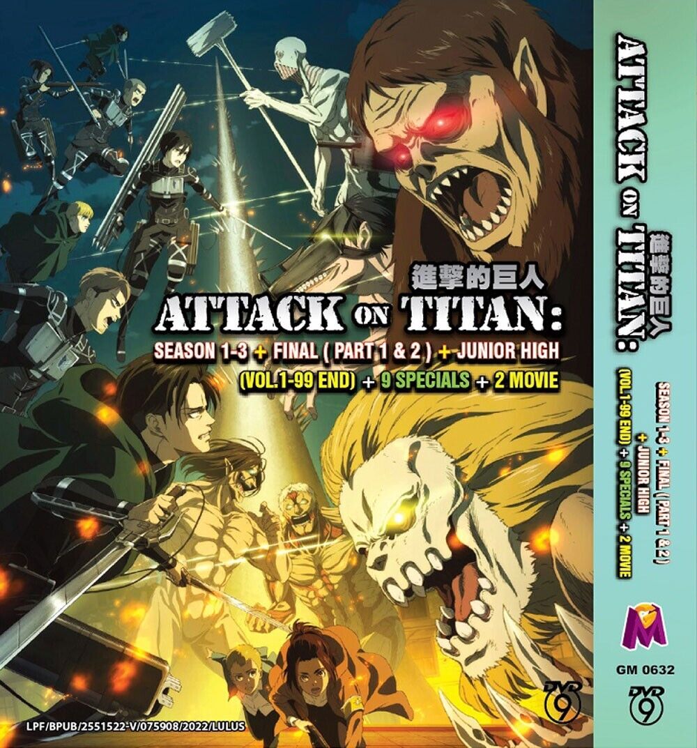 ANIME* DVD ATTACK ON TITAN SEA 1-3+FINAL PART 1&2+JUNIOR HIGH   END | eBay