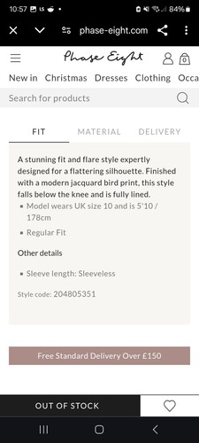 Vestido Phase Eight Delaphine Jacquard, Azul Marino, Talla 12, PVP: £150 - Imagen 12 de 16