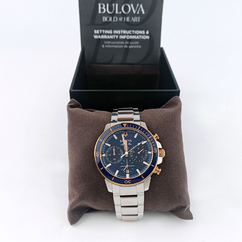 Bulova Marine Star 45mm Blue Dial Men's Stainless Steel Watch Blue Silver 98B301