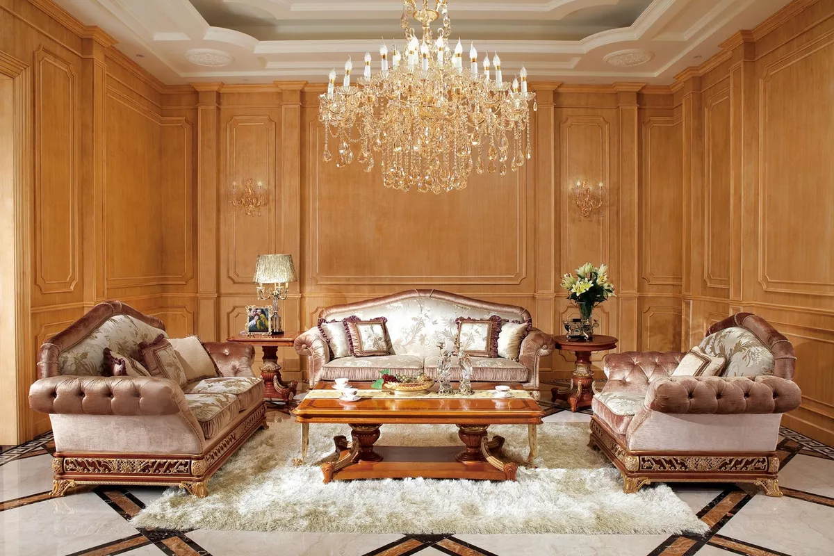 Antique Style Classic Sofa Set 2 1 Seater Baroque Rococo Luxury