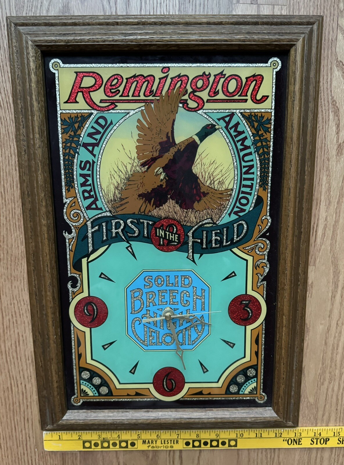 Remington Arms & Ammunition First In The Field Hollow Foil Clock  Vintage WORKS