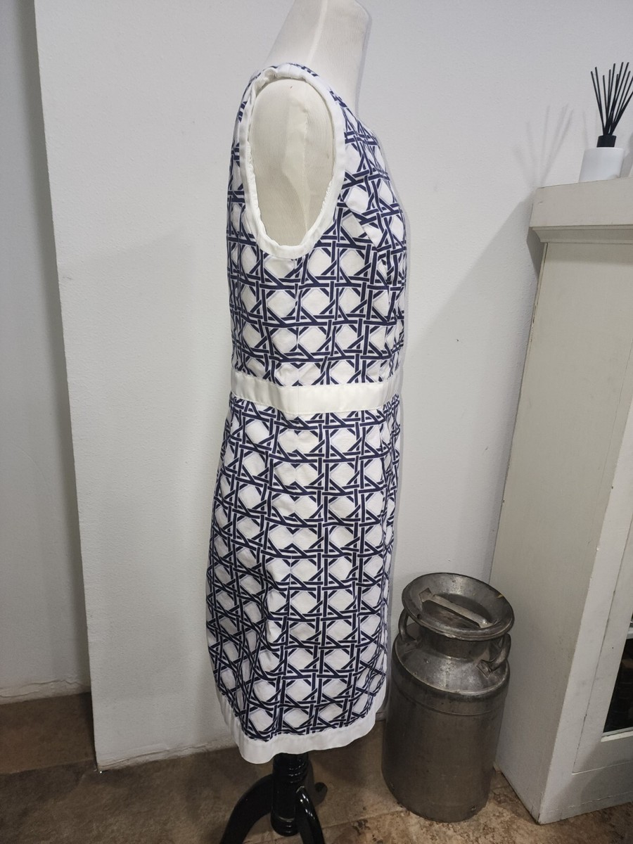 Brooks Brothers 346 Blue Trellis Style Cotton Sheath Dress Sz 12