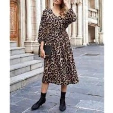 SHEIN-ANIMAL PRINT WOMEN'S LONG SLEEVE PULLOVER DRESS SIZE 3X-LARGE