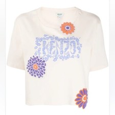 Camiseta KENZO con apliques florales en neutros talla mediana
