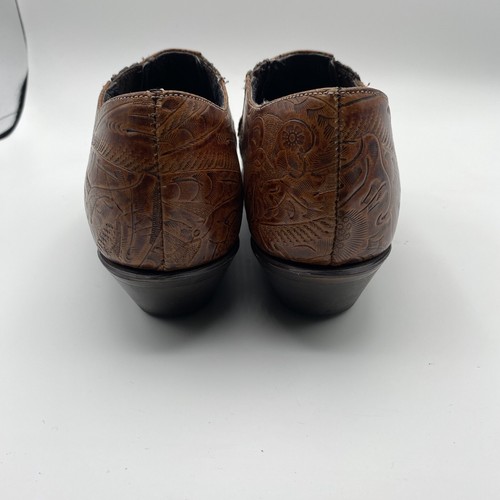 Code West Shoes Womens Size 6 Brown Leather Floral Slip On - Picture 5 of 9