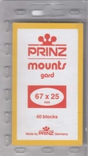 Prinz Black Stamp Mounts: 67x25 For Coil Strips of 3 - 40 Blocks Scott New Pack