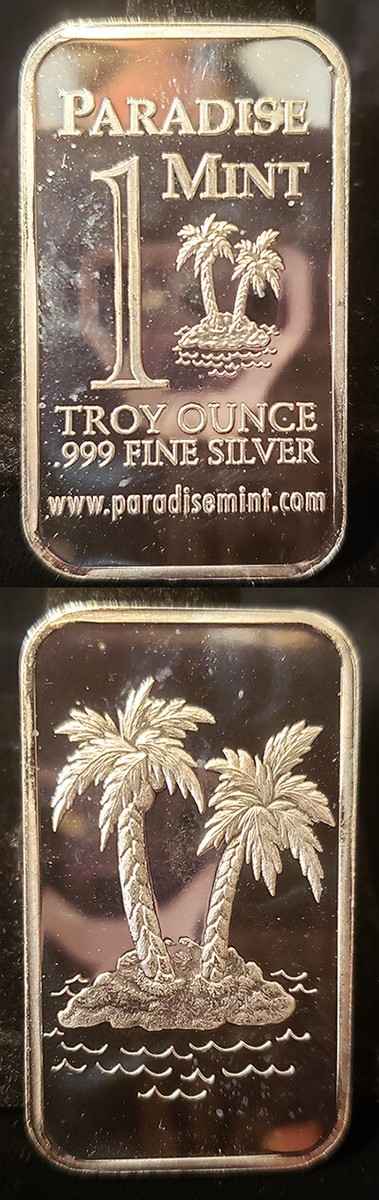 Rare Vintage Paradise Mint Island Palm Tree 1 Troy Oz .999 Fine