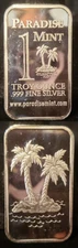 Rare Vintage Paradise Mint Island Palm Tree 1 Troy Oz .999 Fine Silver Bar si291