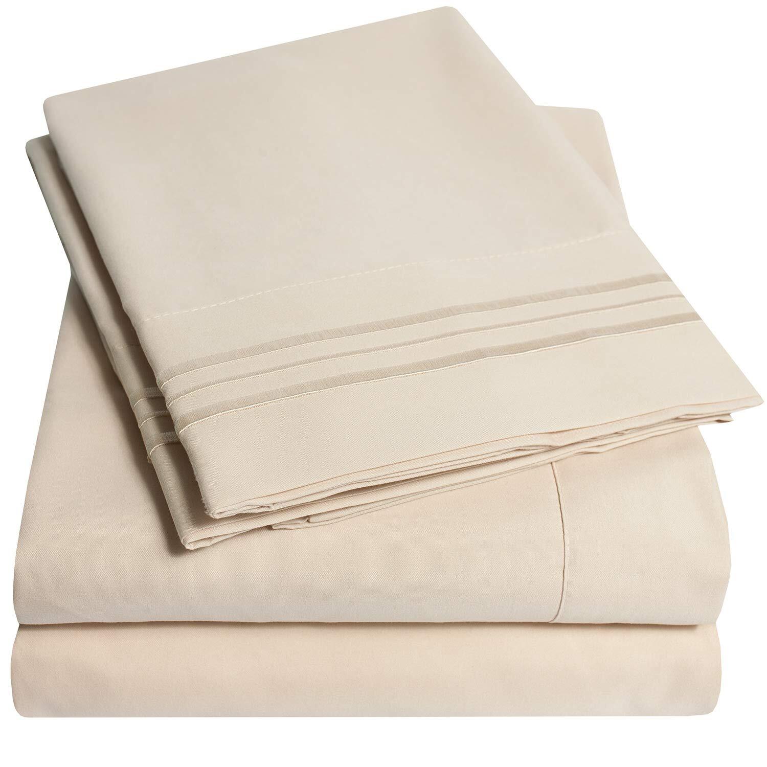 1500 Supreme Collection Queen Sheet Sets Beige Cream - Luxury Hotel Bed Sheet...