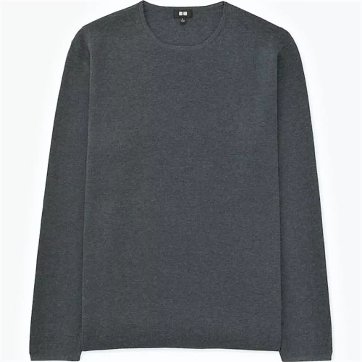 UNIQLO Men's Milano Ribbed Crew Neck Poly/Wool/Nylon Blend Sweater S DK  GRAY NWT