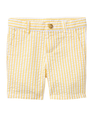 【AAKE】TOY STRIPE SHORTS NWT* Janie and Jack Yellow/White Striped Seersucker Shorts