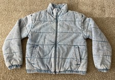 Pop Sugar Puffy Faded Acid Blue Full Zip Up Jacket Womens Small