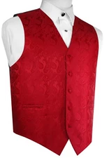 MEN'S RED PAISLEY FORMAL DRESS TUXEDO VEST. WEDDING, PROM, HOMECOMING, CRUISE