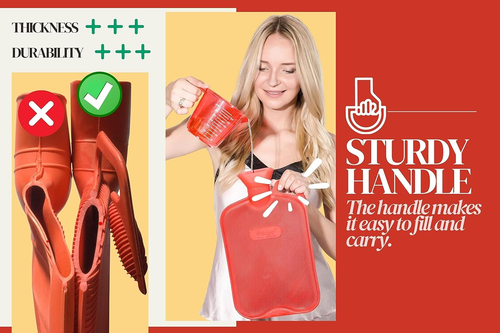 Hot Water Bottle with Cover, Extra Large Extra Thick Hot Water Bag for Pain Reli - 第 5/12 張圖片