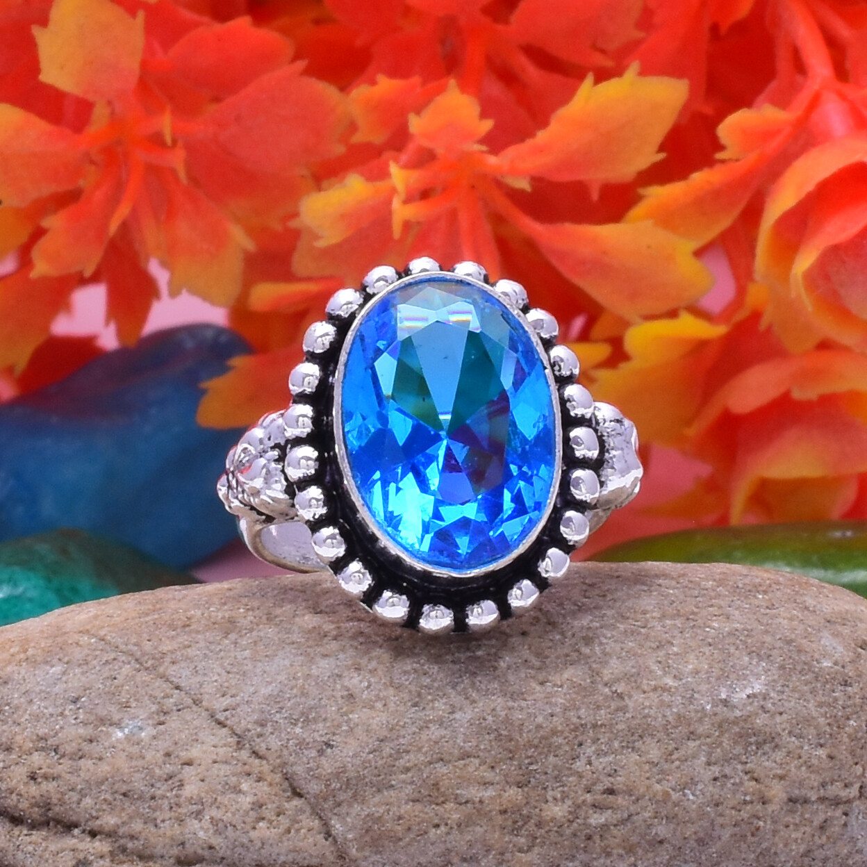 Christmas Blue Topaz Gemstone 925 Sterling Silver Handmade Ring All ...