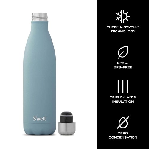 S'well Stainless Steel Water Bottle, 25oz, Aquamarine, Vacuum Insulated Bottle - Picture 3 of 5