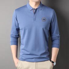 Men's Simple Pure Color Casual Winter Soft Warm Long Sleeve Polo Shirt