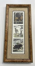 Print Frame Mat 14x30.25" Burlwood Buffon Engraving Lion Zebra Hippo Africa