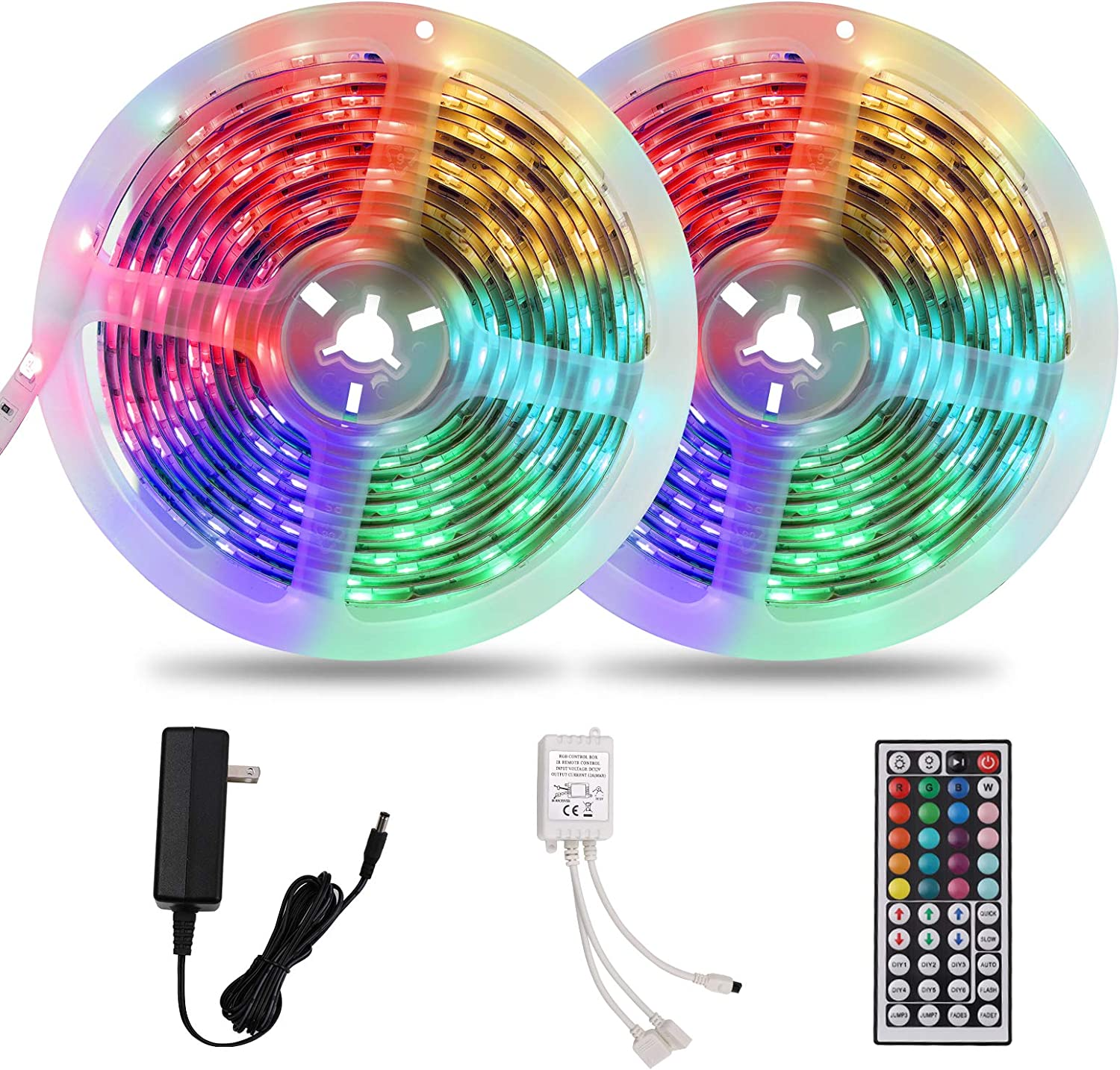 32.8Ft Waterproof RGB LED Strip Lights, 2 Rolls of 16.4Ft, Color Changing with 4 Modes-image