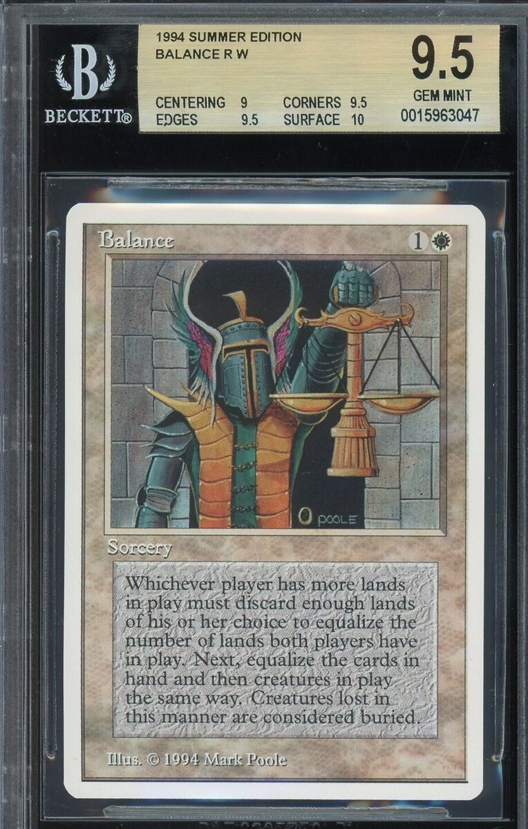 GEM MINT BGS 9.5 Summer Magic/MTG Balance, W/10 SUBGRADE GEM MINT BGS 9.5 Summer Magic/MTG Balance, W/10 SUBGRADE