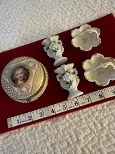 Victoria Czechoslovakia Tiny Porcelain Baskets Powder Jar Flower Smalls Lot